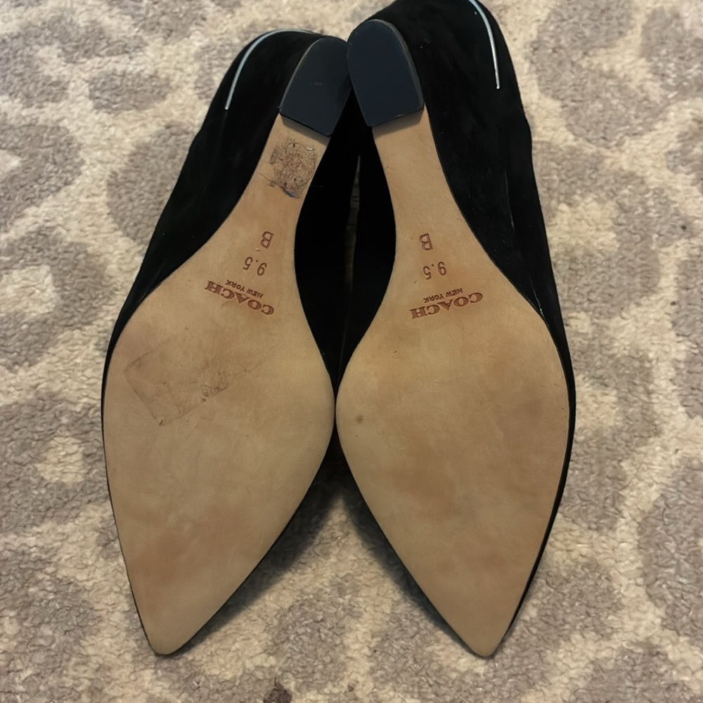 Coach Oakdale Black Suede Wedge Booties Size 9.5 - Picture 6 of 6